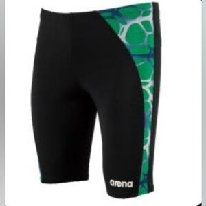 Arena Men’s Carbonite Jammers Black with Green Design Panels Competiton Swim